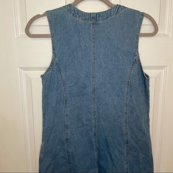𝅺VINTAGE 100% cotton Blue Denim Button Down Dress small - Picture 5 of 6